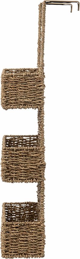5Five Aufbewahrungskorb Türregal - 3 Körbe - Rattan - braun - 28 x 12 x 69 cm - Badezimmerschrank