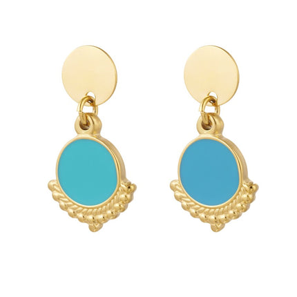 Oorbellen sierlijk met kleur - goud/blauw  - set van 2 - 5x3cm -