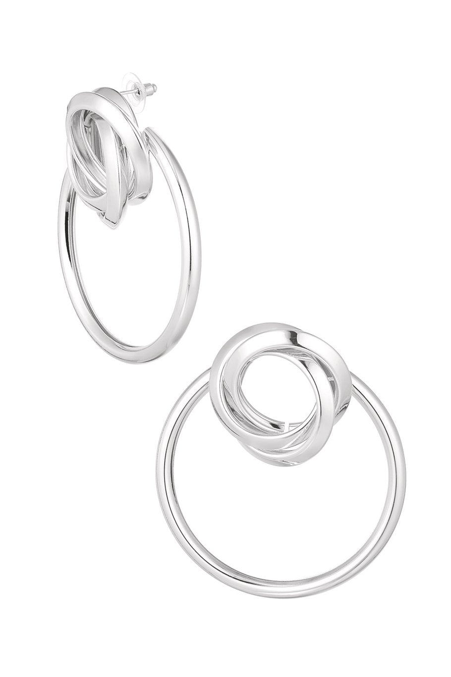 Silberne Gliederkettenohrringe mit Knotendesign – Trendige 7 cm Ohrringe – Metall – Alltäglich & Festlich – 28,8 Gramm – Modische Statement-Ohrringe