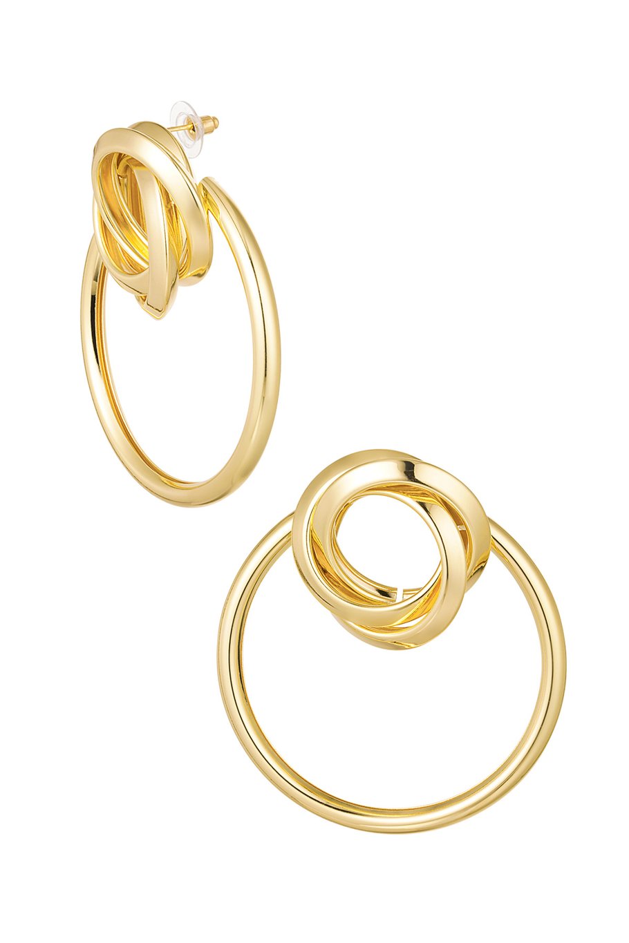 Goldene Gliederketten-Ohrringe mit Knotendesign – Trendige 7 cm Ohrringe – Metall – Alltag & Festlich – 28,8 Gramm – Modische Statement-Ohrringe