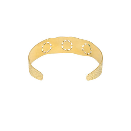 Bohemian Armband - Goudkleurig Stainless Steel met 3 Steentjes (Groen, Roze, Oranje) - 1,8 cm x 5 cm