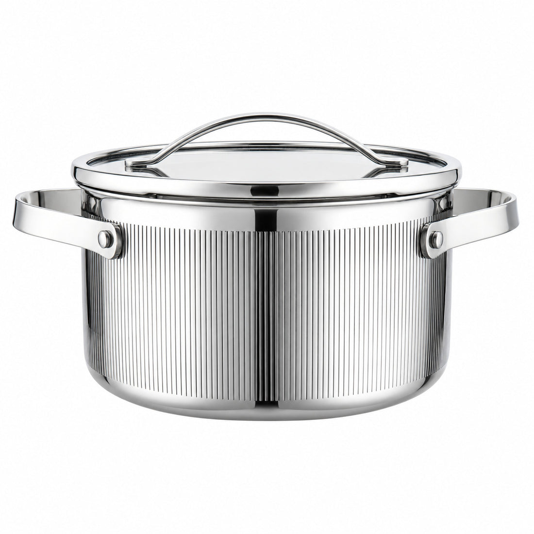 Vcasa kookpan 20 cm met afgietdeksel, 3 liter, 304 rvs tri-ply, Velora