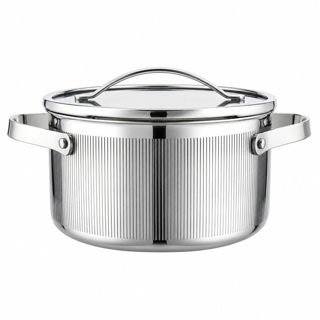 Vcasa kookpan 20 cm met afgietdeksel, 3 liter, 304 rvs tri-ply, Velora