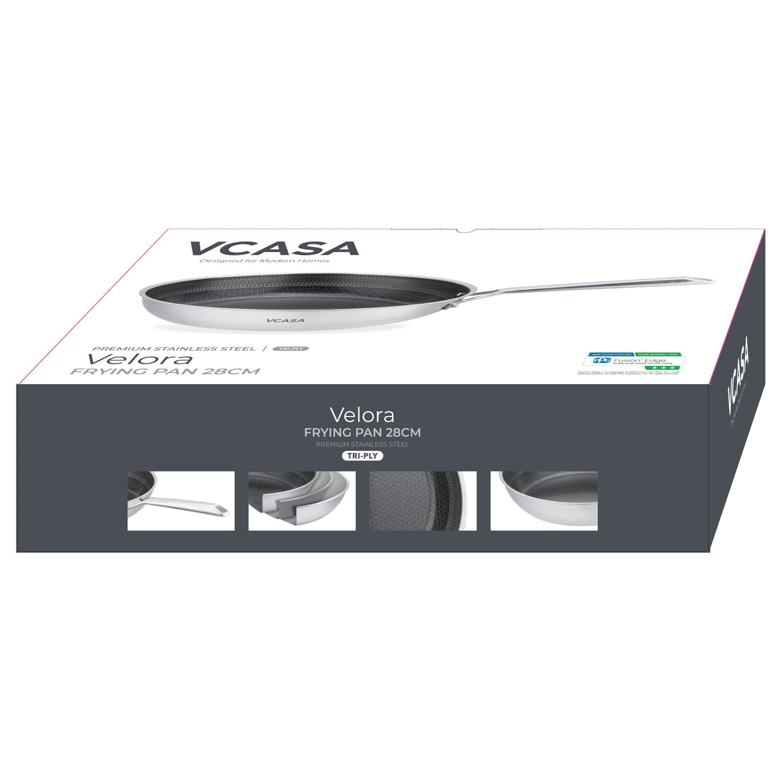 Vcasa keramische koekenpan 28 cm, PFAS-vrije antiaanbaklaag, tri-ply, Velora