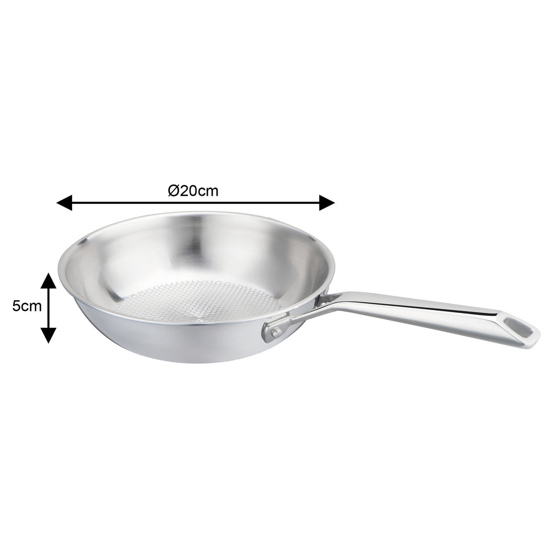 Vcasa rvs koekenpan 20 cm, tri-ply met honingraatstructuur, Velora