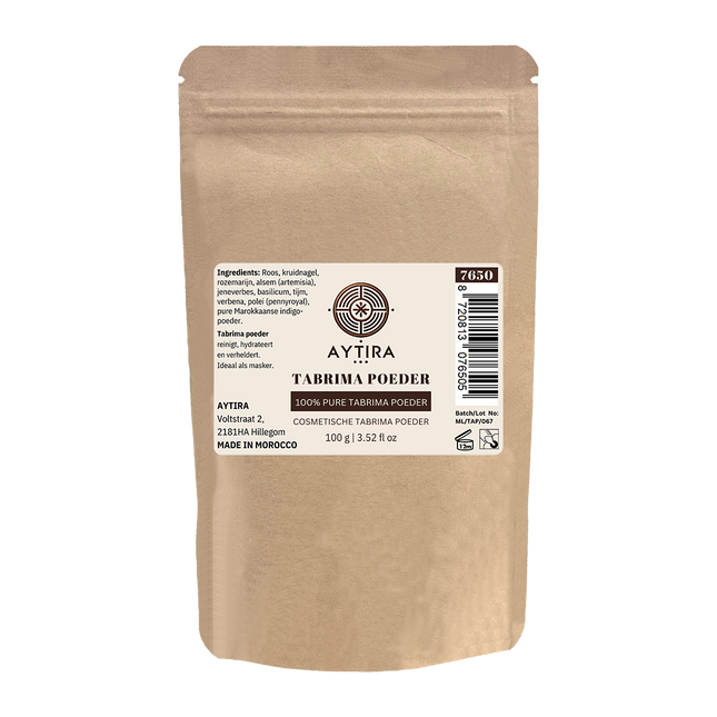 AYTiRA Tabrima Poeder – 100% Natuurlijk Kruidmasker uit Marokko – 100g – Reinigend & Verhelderend