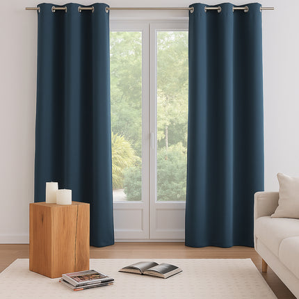 Set van 2 Verduisterende Gordijnen – 135x240 cm – Thunderstorm Blauw – Geluiddempend & Warmtewerend – Met Ringen