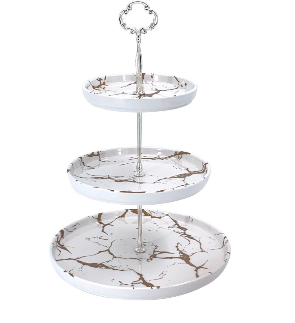 Étagère 3 plateaux en mélamine effet marbre