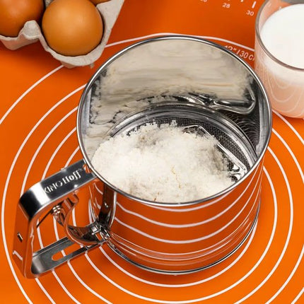 Kinghoff KH3101 Bloemzeef - RVS - Ø10 cm - Inhoud 350 g - Handmatig Bediend - Ideaal voor Meel, Poedersuiker & Cacao