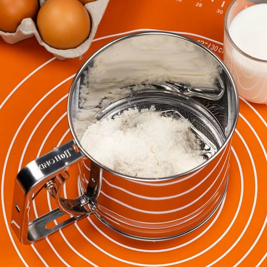 Kinghoff KH3101 Bloemzeef - RVS - Ø10 cm - Inhoud 350 g - Handmatig Bediend - Ideaal voor Meel, Poedersuiker & Cacao