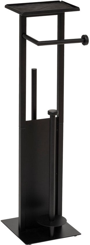 5Five Toiletpapierhouder met reservehouder en Wc-borstel - 28x18x62 - Zwart