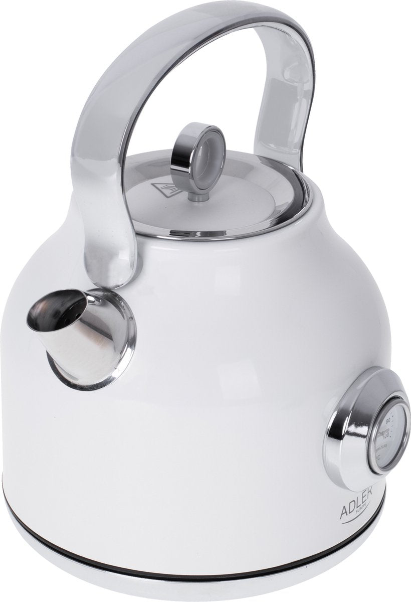Electric kettle with thermometer - White - 1.7 liters - metal