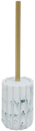 Marby WC-borstel Set Wit - Marmerlook - Polyresin - Diameter 10,5 cm x Hoogte 42,3 cm - Toiletborstel met houder
