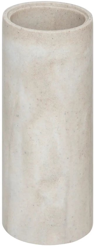 5Five Toiletborstel Como Marble - in houder - kunststeen - wit - 10 x 37 cm - Badkamer/Toilet accessoires