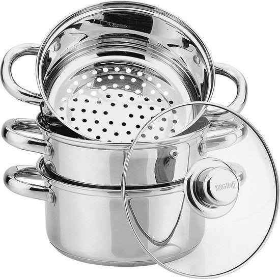 4-delige stoomset - stoompan met deksel - 22 cm