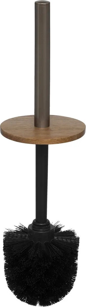 5Five Toiletborstel Como Marble - in houder - kunststeen - wit - 10 x 37 cm - Badkamer/Toilet accessoires