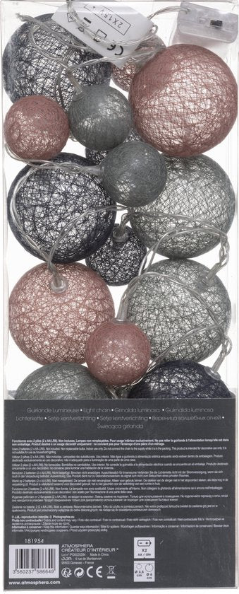 Atmosphera Lichterkette - 20 beleuchtete Kugeln - Bunte Mischung - 210 cm - Batteriebetrieben