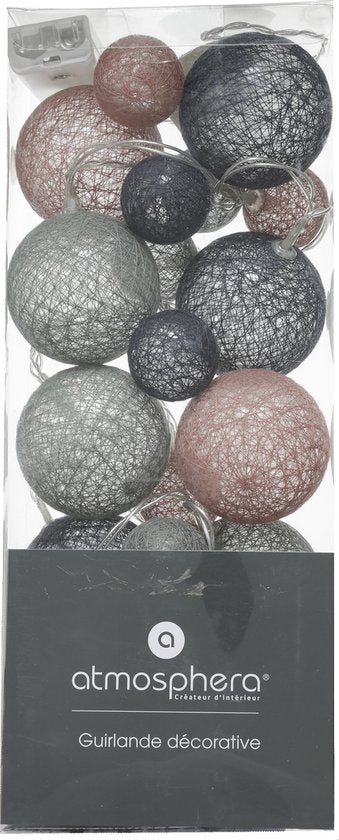 Atmosphera Lichterkette - 20 beleuchtete Kugeln - Bunte Mischung - 210 cm - Batteriebetrieben