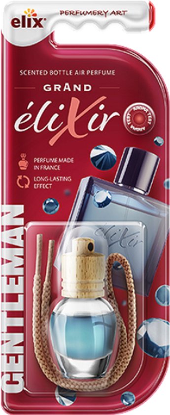 Elix - Auto Luchtverfrisser - Autoparfum - Houten Geurhanger - Interieur Parfum Auto - Luxe Air Freshener Flesje - Langdurig Effect - Geurhanger Auto & Huis - 8 ml - Gentleman