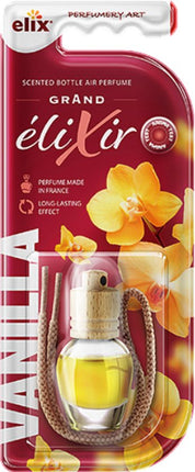 Elix - Auto Luchtverfrisser - Autoparfum - Houten Geurhanger - Interieur Parfum Auto - Luxe Air Freshener Flesje - Langdurig Effect - Geurhanger Auto & Huis - 8ml - Vanilla