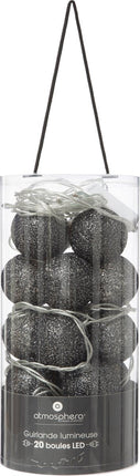 Atmosphera Lichtslinger - 20 verlichte balletjes/bollen 6 cm - zwart - 435 cm - stekker