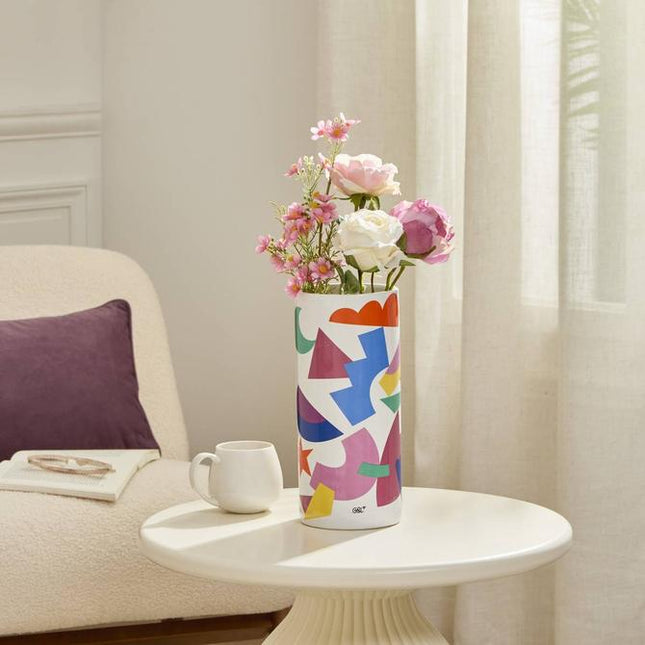 Keramische Vaas 30 cm – Kleurrijke Decoratieve Vaas – D 12,8 x H 29,6 cm
