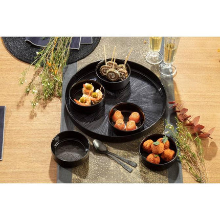 Tapas-set Astra - Glazen Serveerschaal 6-delig - 34x5 cm - Zwart