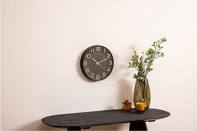 Atmosphera Doris Klok - zwart / goud - 30 cm - wandklok modern