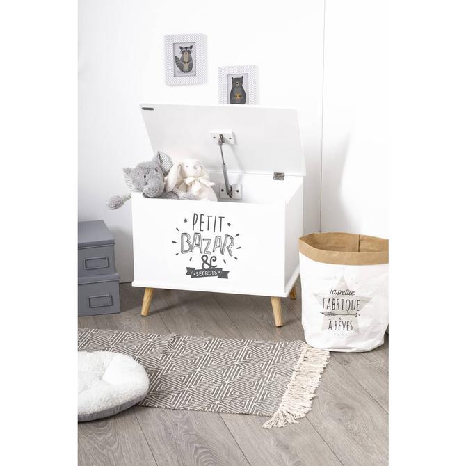 Houten opbergkist voor kinderen – grijs en wit, 58 x 38 x 38 cm – foto 3