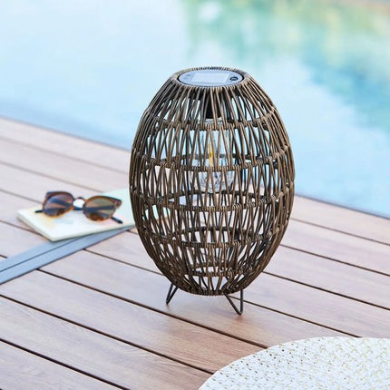 Solar Buiten verlichting - Tafel lamp op zonne-energie - solar lpe -  hoogte 32 cm - beige/bruin