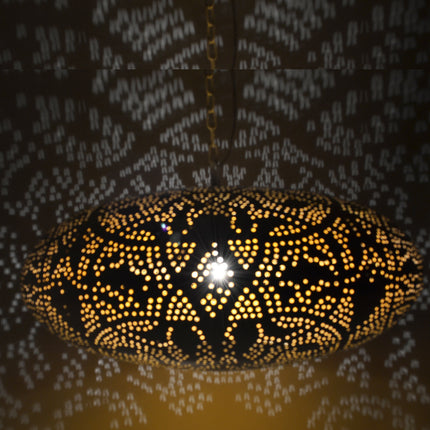 Oosterse filigrain hanglamp ufo wit-goud