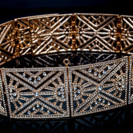 Gouden riem recht model met blok patronen
