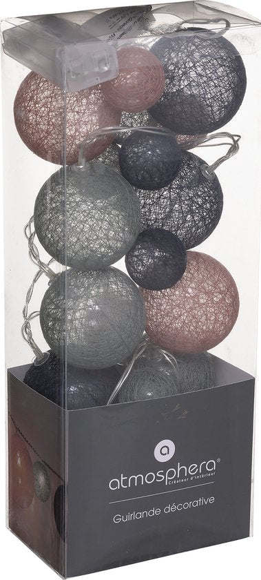 Atmosphera Lichterkette - 20 beleuchtete Kugeln - Bunte Mischung - 210 cm - Batteriebetrieben
