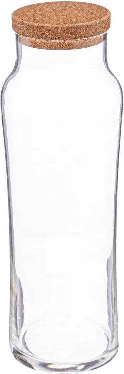 Secret de Gourmet Water Karaf met afsluitdop van kurk - glas - 1 Liter - schenkkan