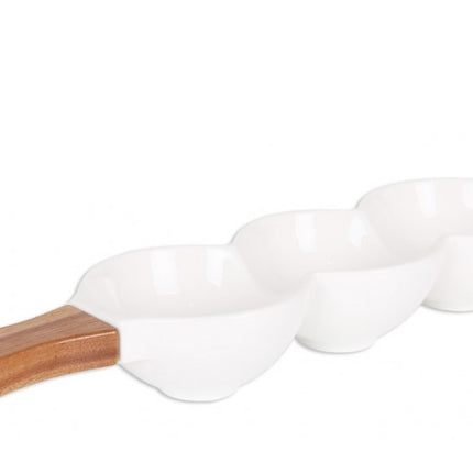 3 vaks snackdienblad met handvat