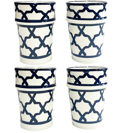 Fes keramiek bekers zwart-wit - set 4