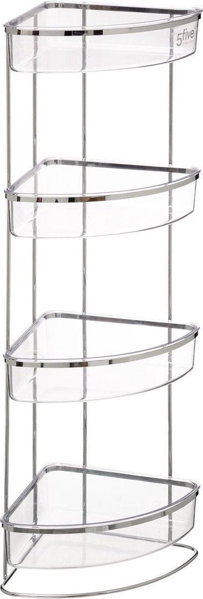 Duschregal/Badezimmerregal Ecke stehend Metall/Kunststoff mit 4 Ablagen 23 x 23 x 78 cm - Ablageregal für Shampoo/Duschgel