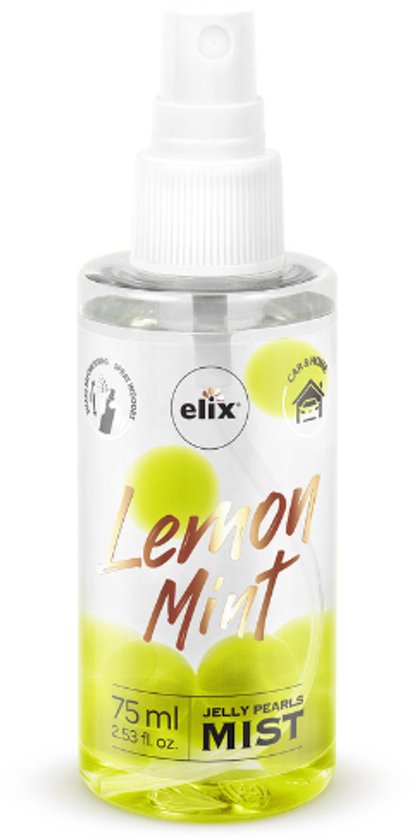 Elix - Jelly Pearls Luchtverfrisser Spray - Auto Luchtverfrisser Compact - Interieur Parfum - voor Kamer & Auto Geur Spray - 75 ml - Lemon Mint