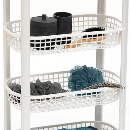 5Five Keuken/badkamer trolley 4 laags - L46 x B25 x H79 cm - wit - kunststof - met wielen - opberg mandjes/bakjes