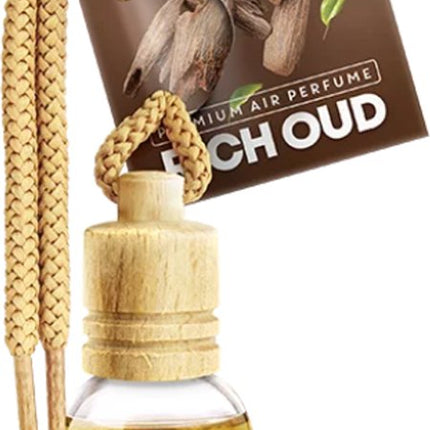 Elix - Auto Luchtverfrisser - Autoparfum - Houten Geurhanger - Interieur Parfum Auto - Luxe Air Freshener Flesje - Langdurig Effect - Geurhanger Auto & Huis - 8ml - Rich Oud