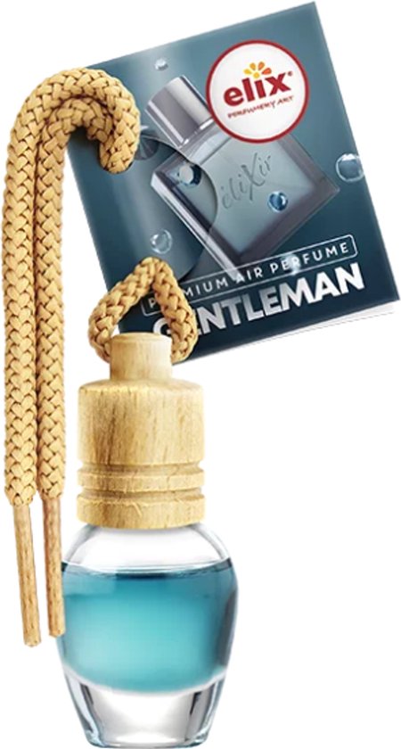 Elix - Auto Luchtverfrisser - Autoparfum - Houten Geurhanger - Interieur Parfum Auto - Luxe Air Freshener Flesje - Langdurig Effect - Geurhanger Auto & Huis - 8ml - Gentleman