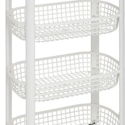 5Five Keuken/badkamer trolley 4 laags - L46 x B25 x H79 cm - wit - kunststof - met wielen - opberg mandjes/bakjes