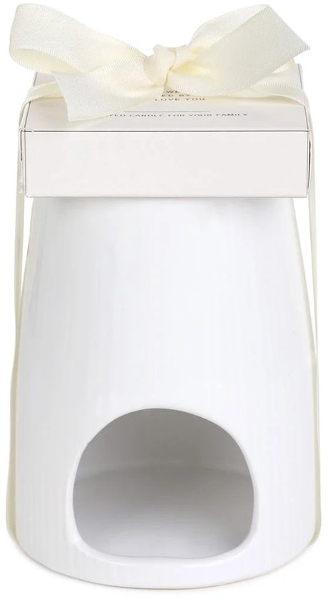 Homla - Fires Duftlampe - Aromabrenner - Inklusive Duftwachs - Duftverteiler - für Wohnzimmer & Badezimmer - Dekoration Geschenk - Keramik mit Wachs Fresh Linen - Weiß