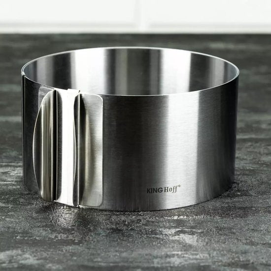 Kinghoff Adjustable Cake Ring - Stainless Steel Cake Mold Ø16-30 cm x 8.5 cm (KH4614) - Expandable and Suitable for Various Cake Sizes