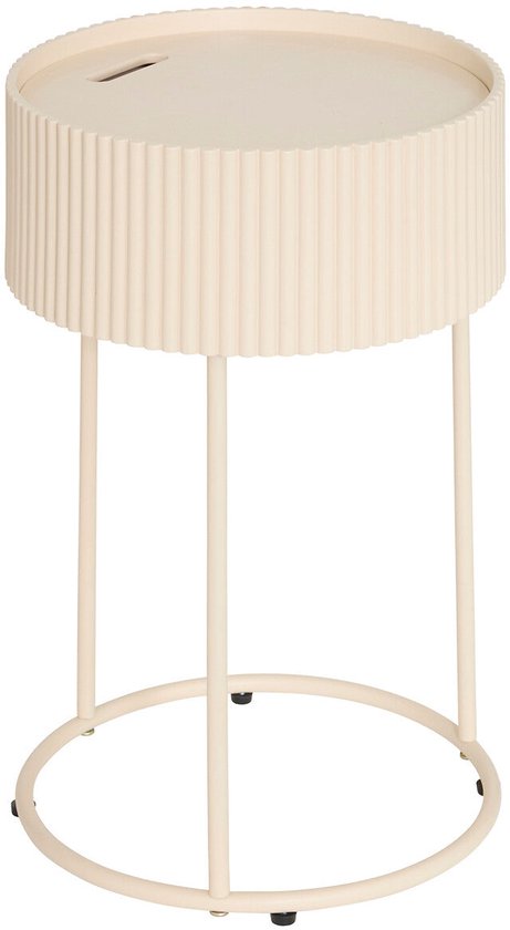 Atmosphera Juna Bijzettafel met opbergruimte - Ø33xH48cm - Beige