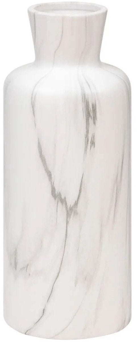 Atmosphera Athens Flower Vase - matte marble white - ceramic - D12 x H30 cm - stems and bouquets
