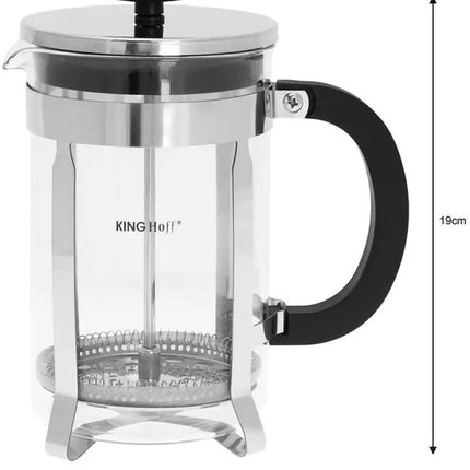 Kinghoff KH4838 Theezetapparaat - Glazen Kan met RVS Infuser - 0,8 Liter - Afwasmachinebestendig - Glas