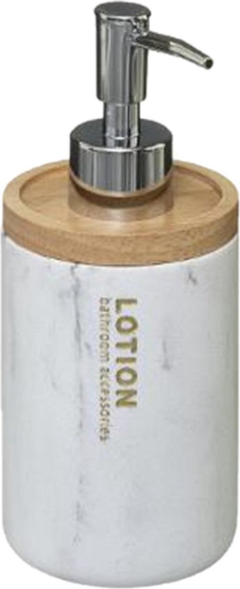 5five Distributeur de savon – aspect marbre – blanc – 272 ml – rechargeable – cuisine/toilettes/salle de bain
