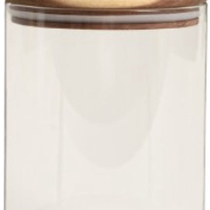 Homla - Animali Hondensnack Bewaarpot - Dierenvoer Voorraadpot met Pootafdruk - Glazen Snoeppot voor Honden - Snackpot met Houten Deksel - 1.7 Liter - Glas en Hout - Ø13 x 21 cm - Transparant