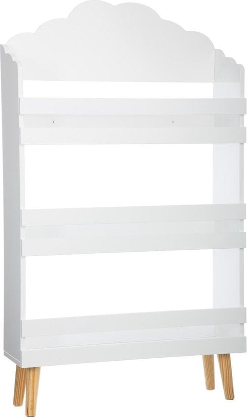 Boekenkast met wolkenthema – wit, MDF, 58 x 100 x 18 cm